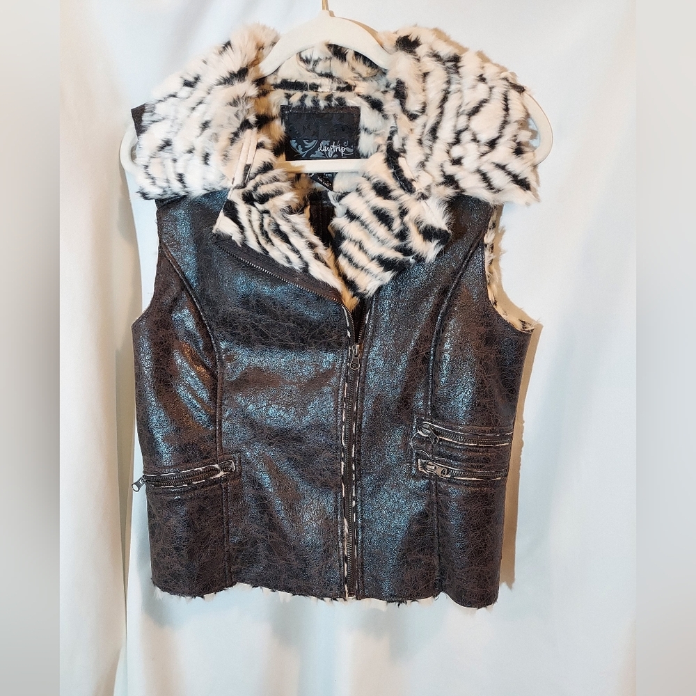 Daytrip Brown Faux Suede Vest with Faux Fur Lining